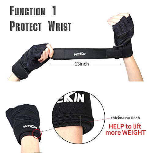 Professional Weightlifting Powerlifting Gloves with THICK WRISTER Gives GOOD Protection for Wrist, NO Calluses in Fitness, and Anti-Slip in Exercise - Thumbnail 2