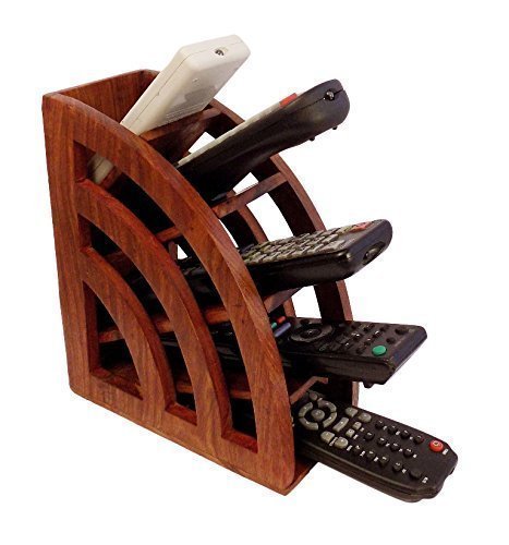WhopperIndia Wooden Desktop Storage Organizer/Remote Control Caddy Holder Wood Box Container for Desk, Office Supplies (19.05 x 7.62 x 15.24 cm)