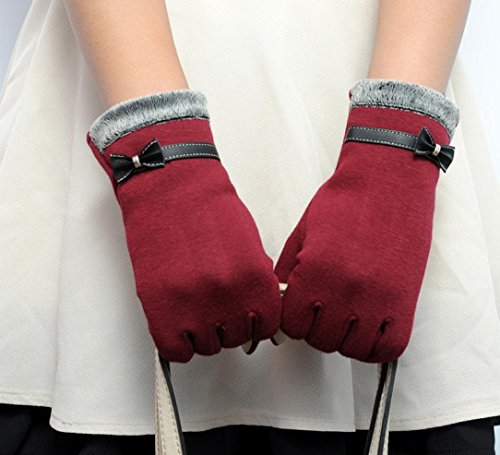 Beautyvanï¼Œ Womens Fashion Touch Screen Winter Warm Wrist Gloves Mittens (Red)