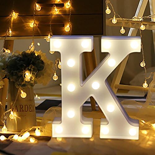 Deklong A-Z Alphabet LED Letter Lights Light Up White Letters Standing Hanging Night light (K, 22cm X 18cm X 4.5cm)