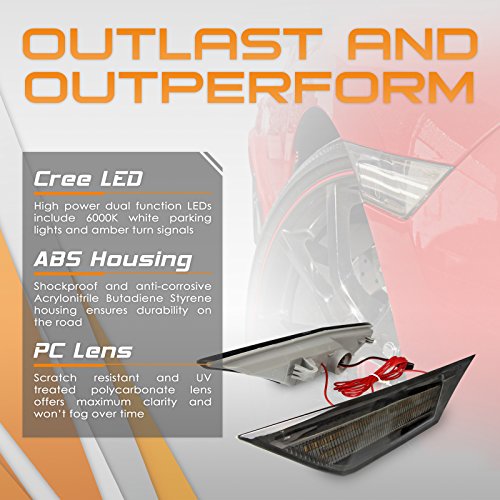 P.RA Compatible with 2016-2017 Honda Civic Type-R Smoked LED Front Side Marker Light - LED Turn Signal Housing Parking Light Replacement Lamp