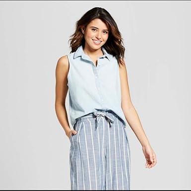 sleeveless denim shirt womens