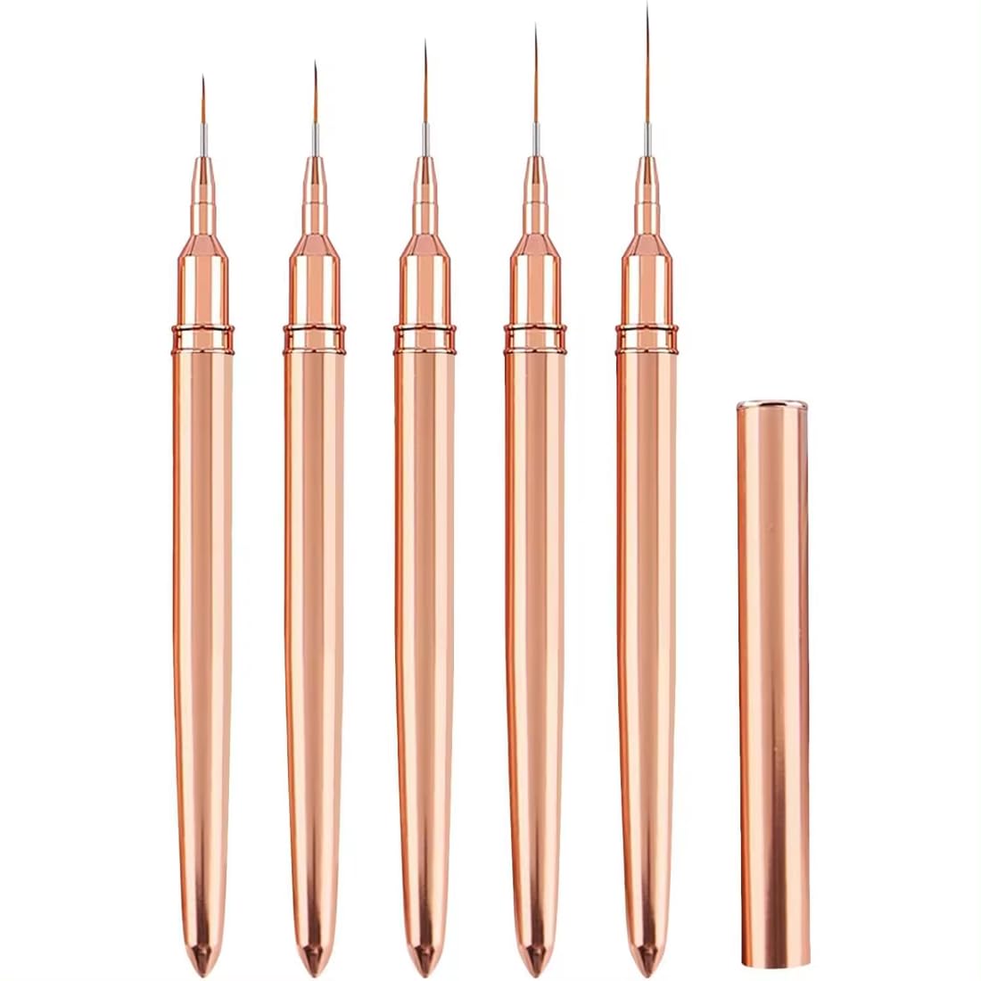 ZYBHMJE 5 Pcs Nail Art Liner Brushes Painting Nail Art Brushes for Long Lines Details Fine Drawing Nail Dotting Drawing Tool Set 7mm/9mm/11mm/15mm/25mm