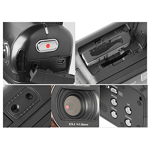 GordVE 2.7 Inch HD 1080P Camera Camcorder, 24.0MP Video Camera with 270 Degrees Rotatable Screen, 16X Digital Zoom Camera Recorder
