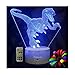 LLAMEVOL Dinosaur Toys Kids Night Light Timer Remote Christmas Gift Birthday TRex 3D Illusion Lamp 7 Color