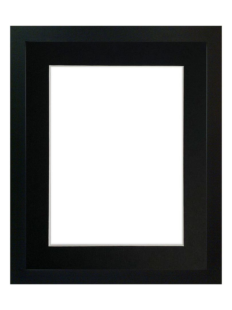 FRAMES BY POST 0.75 Inch Black Picture Photo Frame With Black Mount A3 Image Size A4 Plastic Glass