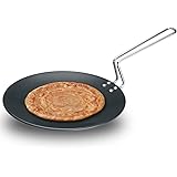 Futura Hard Anodised Concave Tava Griddle, 10-Inch, 4.88 with Steel Handle, 26 cm, Black