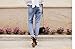Women Vintage Sexy Cut Out Destroyed Holes Knee Ripped Jeans Denim Blue Trousers (L)