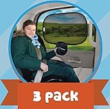 Baby Car Side Window Sun Shade by Kassa (Black - 3 Pack) - UPF 30 Protection for Children - No Suction Cup- Sunshade Blocks UV Rays - Screen Shield For Toddler Seat