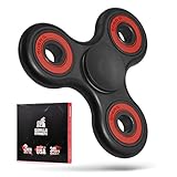 Gorilla Spinners - Premium Fidget Spinner Toy with High Speed Red Bearing in Quality Carton Gift Box, up to 4 min of Spin Time (black)