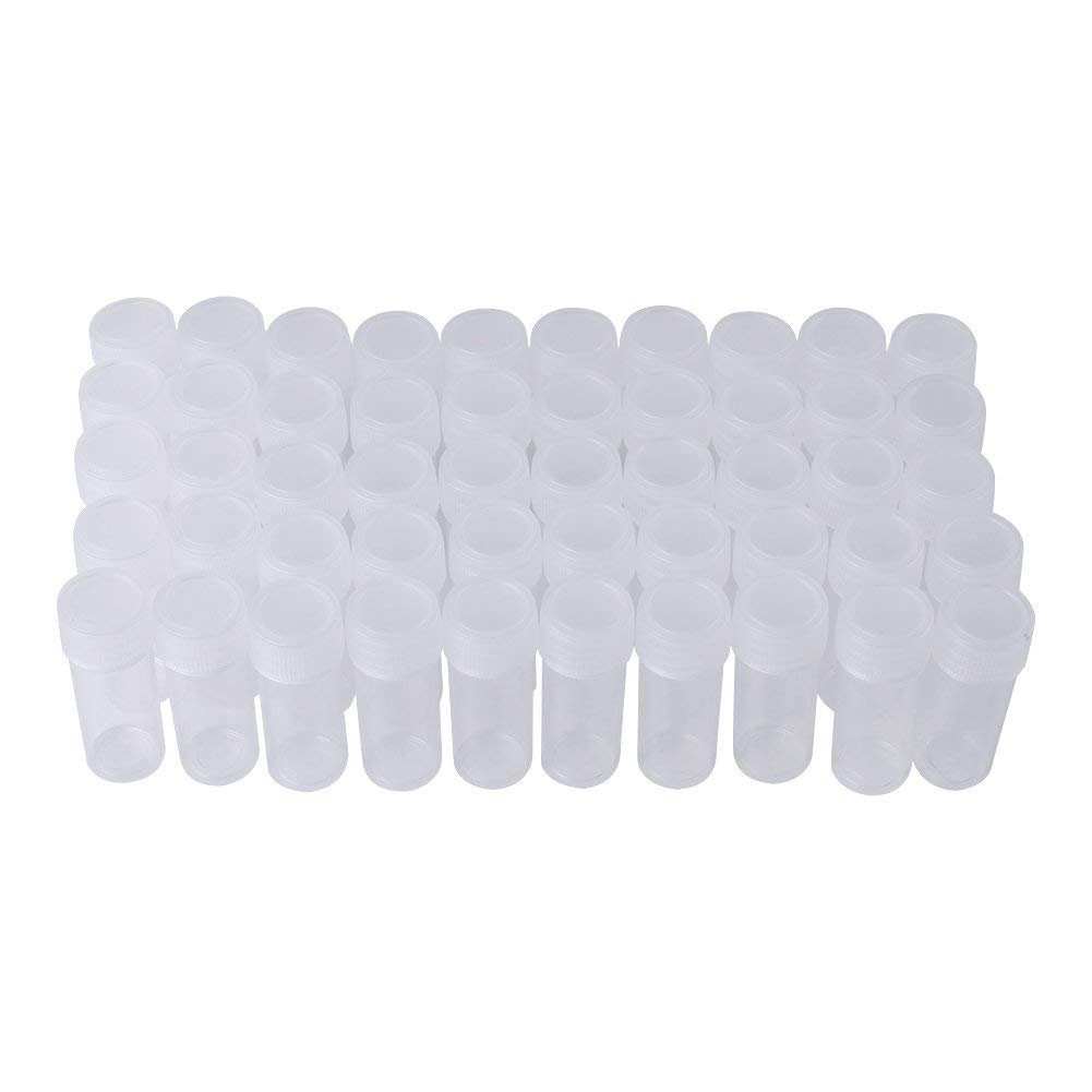 50pcs 5ml Small Plastic Sample Tubes With Lids Volume Plastic Sample Bottles Small Storage Container Test Tube Vial Storage Container Bore Dia14mm Height 40mm