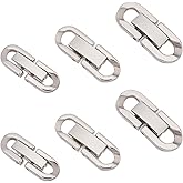 PandaHall 6pcs 3 Styles Stainless Steel Fold Over Clasp Necklace Bracelet Extenders Foldover Extension Clasp Set for Jewelry Making