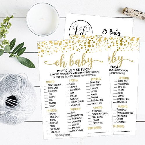 25 Gold What's In Your Purse Baby Shower Game, Funny Ideas Coed Couples Game For Baby Party, Fun Spr - //coolthings.us