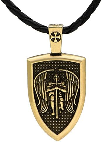 Amulet Men Necklace Archangel St.Michael Protect Me Saint Shield Protection Pendant Jewelry 2 Color