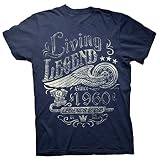 60th Birthday Gift Shirt - Living Legend 1960 Legends Never Die - Navy-2X