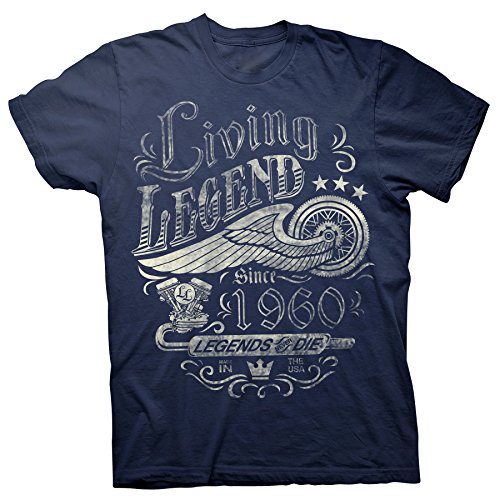 60th Birthday Gift Shirt - Living Legend 1960 Legends Never Die - Navy-2X