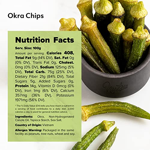Okra Chips, SeaSalted, No Color Added, No Sugar Added, Natural