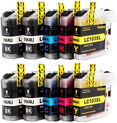 INK4U(TM) 10 Pack (2 Sets+2 BK) Compatible with Brother LC103XL Ink Cartridges High Yield Use in Brother MFC-J870DW MFC-J450DW MFC-J470DW MFC-J6920DW MFC-J4410DW DCP-J152W MFC-J4710DW MFC-J6720DW