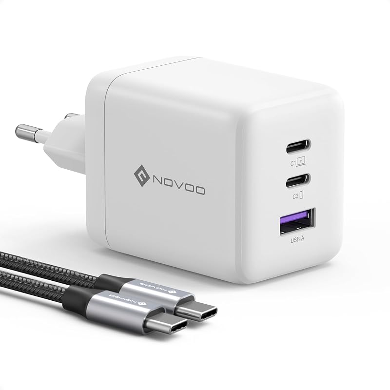 - Carregador rápido USB-C de 100W, conector USB C de 3 portas, adaptador compatível com iPhone 16 Plus Pro MAX, Galaxy PPS 45W, S24 Ultra, S23, S22, Pixel, iPad, MacBook Air, cor branca
