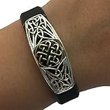 Fitbit Alta, Fitbit Flex, Jawbone Up Jewelry to Accessorize Your Fitness Tracker - Classic Etched Antique Gold Silver Ornate GEORGIA Charm Bracelet Accessory