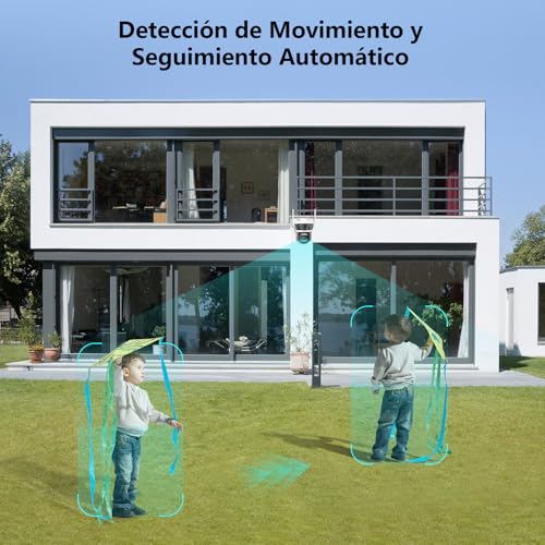 2NLF Cámara de Seguridad Exterior de 12MP con 360° PTZ, 3 Lentes Cámara WiFi con Visión Nocturna a Color, Zoom Digital 10X, Detección de Movimiento y Audio Bidireccional, Resistente al Agua IP66