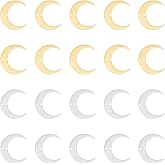 UNICRAFTALE 20Pcs 2 Colors Stainless Steel 2-Loop Connector Charms Crescent Moon Charm Links Golden Moon Linking Charm Pendants Metal Connector Charms for DIY Earring Necklace Jewelry Making