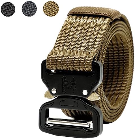 Tactical Belt,1.5 Inch Men's Web Army Military Heavy Duty Quick Release Buckle Belt by Miwoo Tan Belt