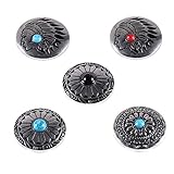 5Pcs DIY Concho Button Retro Bling Turquoise Beads Leathercraft Vintage Button Bohemian Style Mohican Head Indian Head P