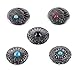 5Pcs DIY Concho Button Retro Bling Turquoise Beads Leathercraft Vintage Button Bohemian Style Mohican Head Indian Head P
