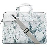 Mosiso Canvas Marble Pattern Style Laptop Shoulder Bag Case Cover Briefcase for 13-13.3 Inch MacBook Pro, MacBook Air, Surface Book, Notebook Computer, White