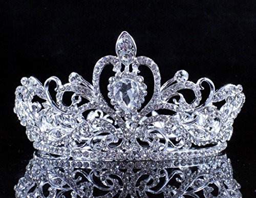 Janefashions 5.5cm High Crystal Rhinestone 4 Women Girl Hair Tiara Crown Party Silver T12108