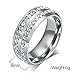 FuZhiBang NL10 Mens Womens 8MM Titanium Stainless Steel High Polished 18K Gold Plated Channel Set Cubic Zirconia CZ Promise Engagement Band Unisex Gold Wedding Ring Comfort Fit, Size 6-13 (8, Silver)