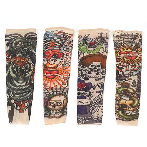 VOSO 2 Pcs Fake Nylon Kid Temporary Fake Tattoo Sleeves Arm Stockings Goth Punk Cool Child (Snake)