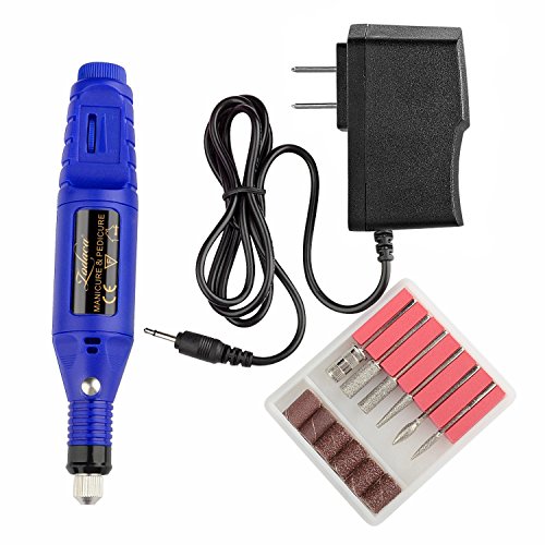 Zodaca Electric Nail Art Drill 6-Bits Set Pen Shape Manicure Pedicure Tools Machine, Blue