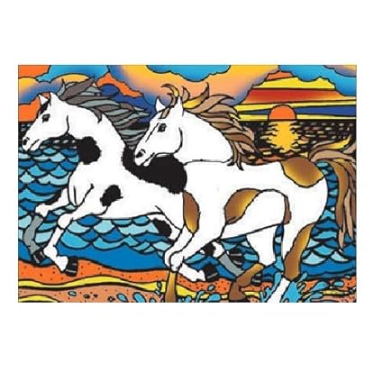 Colorvelvet 47 X 35 Cm Dessin Chevaux Sur La Plage Coloriage