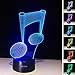 Visual 3D Night light Note Shape 2D Table Lamp for Music Guitar lovers toys Musical instruments Gift Acrylic LED lighting Furniture Decorative colorful 7 color change household Home Desk Accessories