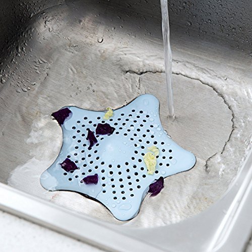 Starfish Hair Catcher, Starfish Suction Cups Sink Strainers Kitchen Sink Strainer Drain Cover Hair Stopper, 6 PCS
