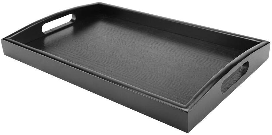 Venus valink Serving Tray,Large Black Wood Rectangle Food Tray Butler Breakfast Trays w/Handles,Kongfu Tea Tray,Table Coffee Tea Serving Tray,Chinese Tea Cups Tray
