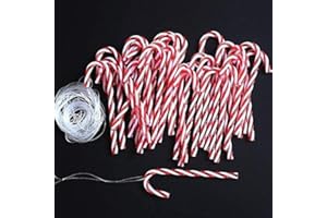 DAHI 32pcs Christmas Candy Cane Ornament Plastic Christmas Tree Hanging Ornaments Twisted Red White Crutch Candy Canes for Xmas Home Christmastree Decoration (Red and White 32pcs)