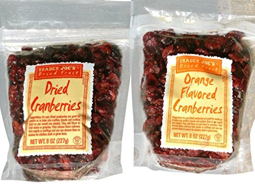 Trader Joes Dried Orange Flavored Cranberries (8oz) & Trader Joes Dried Cranberries (8oz) Variety Pack Total 2 Items