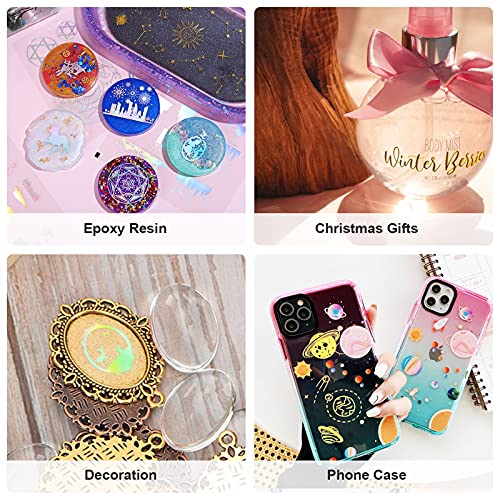 LET\'S RESIN 26 Sheets Resin Stickers, Holographic Stickers for Resin, Golden Shiny Laser Stickers, Nature Stickers, Romantic Themes, Letters Stickers, Transparent Decorate Stickers for Card Making, Scrapbook, Crafts, DIY Jewelry