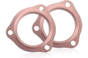 fasebeek 2 PCS Car Copper Header Exhaust Collector Gaskets, 2.5" Car Exhaust Manifold Interface Gasket, Non-Destructive Mounting Accessories, Compatible with Chevrolet SBC BBC 302 305 454 (Gold)