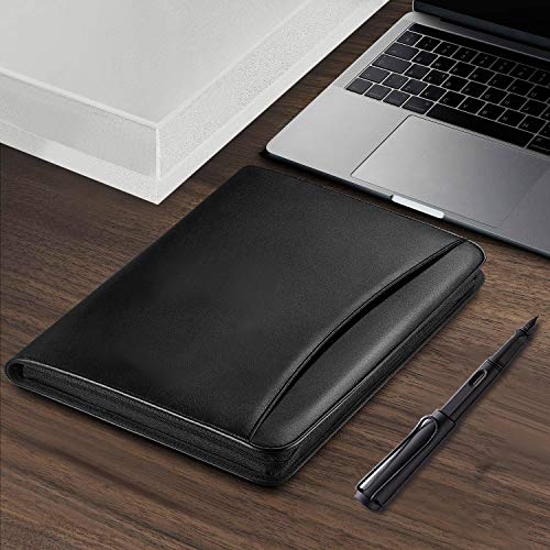 TPFOON PU Leather Padfolio Portfolio with Writing Pad, Professional Interview Portfolio Folder Zippered Business Document Organizer Holder, Interior 10.1 Inch Tablet Sleeve - Thumbnail 4