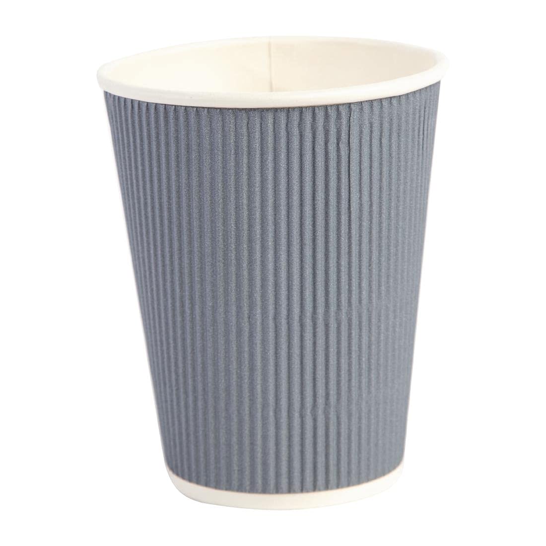 Fiesta Disposable Coffee Cups Ripple Wall Charcoal 340ml / 12oz (25 Pack) - Recycable Cups for Takeaway GP431