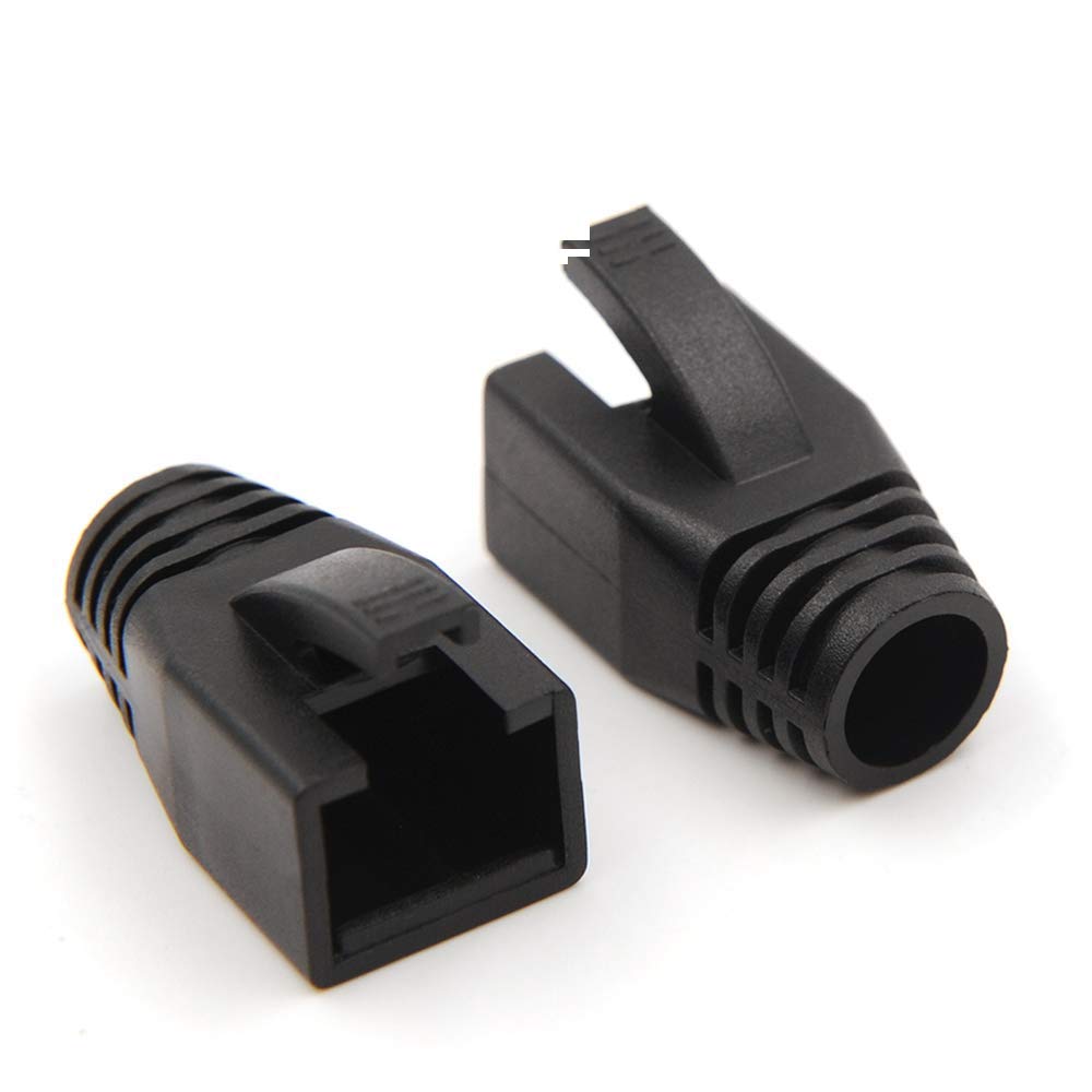 VCE RJ45 Strain Relief Boots for Cat6A/Cat7 Network Plugs, 20-Pack Ethernet Connector Protection Cover in Black