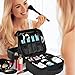 ibeacos Travel Makeup Bag Large Cute Cosmetic Bag for Women Leather Makeup Case Professional Cosmetic Train Case Organizer with Adjustable Dividers for Cosmetics Make Up Tools Toiletry Jewelry,Black