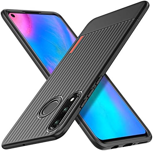 HOUROC for Huawei P30 Lite Case, Sturdy Soft Cases Silicone Case Shockproof Bumper Design Mobile Phone Case for Huawei P30 Lite. [Black]