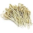 4" Cocktail Skewers | Fancy Toothpicks for Appetizers | Food Picks and Wood Cocktail Skewers| Bamboo Martini Picks | Mini 4" Bamboo Sticks with Loop Ring | Cocktail Sticks | Appetizer Picks