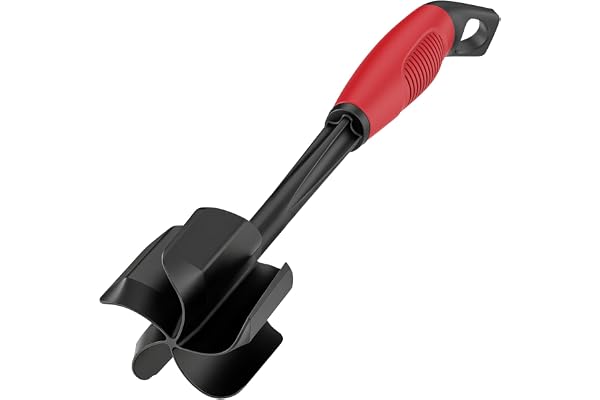 Ourokhome Upgrade Meat Chopper and Potato Masher, Heat Resistant Ground Meat Smasher for Hamburger, 5 Curved Blades Ground Be
