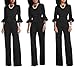 Chic-Lover Womens Solid Flare Sleeves Wide Leg Long Pants Jumpsuits Romper with Belt Black M